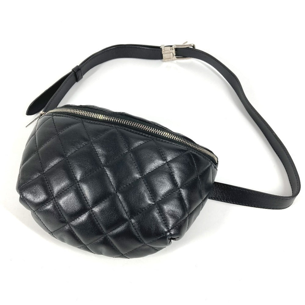 CHANEL ユニフォーム UNIFORM CC ココマーク マトラッセ ベルトバッグ ショルダーバッグ クロス ウエストバッグ ボディバッグ レザー レディース ブラック