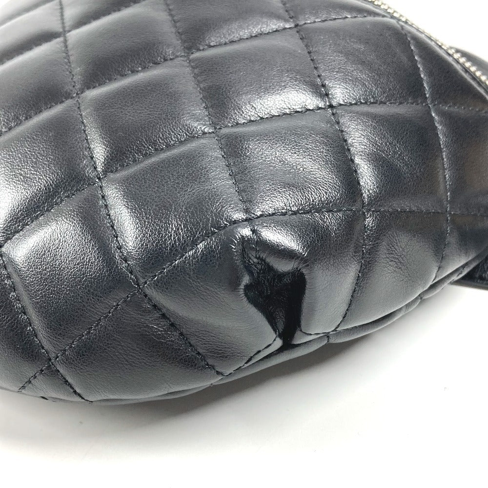 CHANEL ユニフォーム UNIFORM CC ココマーク マトラッセ ベルトバッグ ショルダーバッグ クロス ウエストバッグ ボディバッグ レザー レディース ブラック