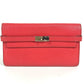 HERMES Kelly Wallet Long Wallet, Chevre Leather, Women's, Red