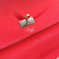 HERMES Kelly Wallet Long Wallet, Chevre Leather, Women's, Red