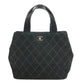 CHANEL Stitch Matelassé Quilted CC Coco Mark Logo Tote Bag Handbag Suede Women's Black