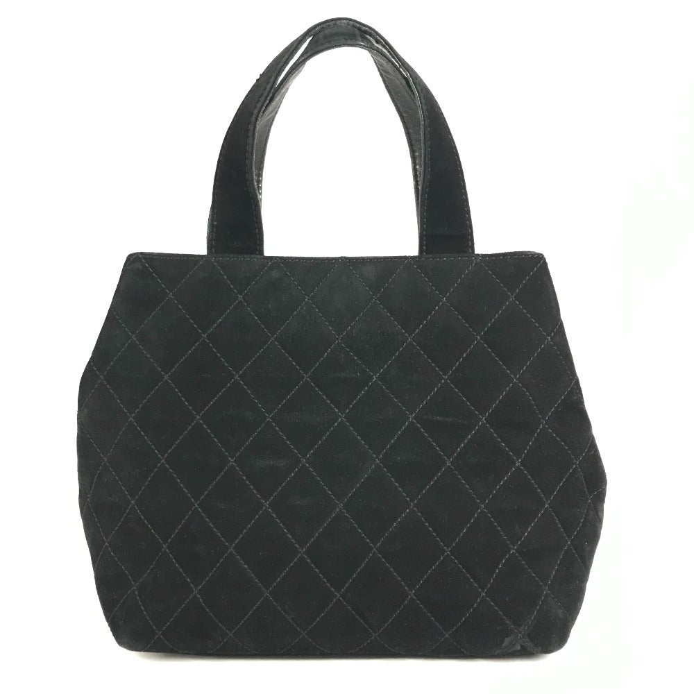 CHANEL Stitch Matelassé Quilted CC Coco Mark Logo Tote Bag Handbag Suede Women's Black