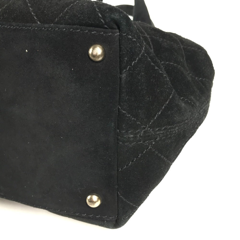 CHANEL Stitch Matelassé Quilted CC Coco Mark Logo Tote Bag Handbag Suede Women's Black