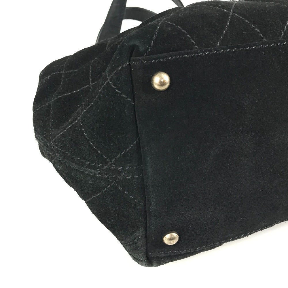 CHANEL Stitch Matelassé Quilted CC Coco Mark Logo Tote Bag Handbag Suede Women's Black