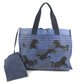 HERMES Horse Cheval Hermes Chevalin Tote Bag with Pouch, Shoulder Bag, Cotton, Unisex, Blue