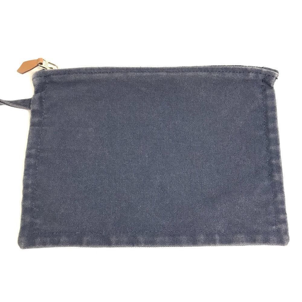 HERMES Horse Cheval Hermes Chevalin Tote Bag with Pouch, Shoulder Bag, Cotton, Unisex, Blue