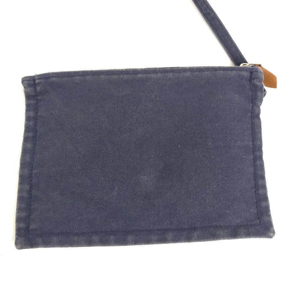 HERMES Horse Cheval Hermes Chevalin Tote Bag with Pouch, Shoulder Bag, Cotton, Unisex, Blue