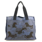 HERMES Horse Cheval Hermes Chevalin Tote Bag with Pouch, Shoulder Bag, Cotton, Unisex, Blue