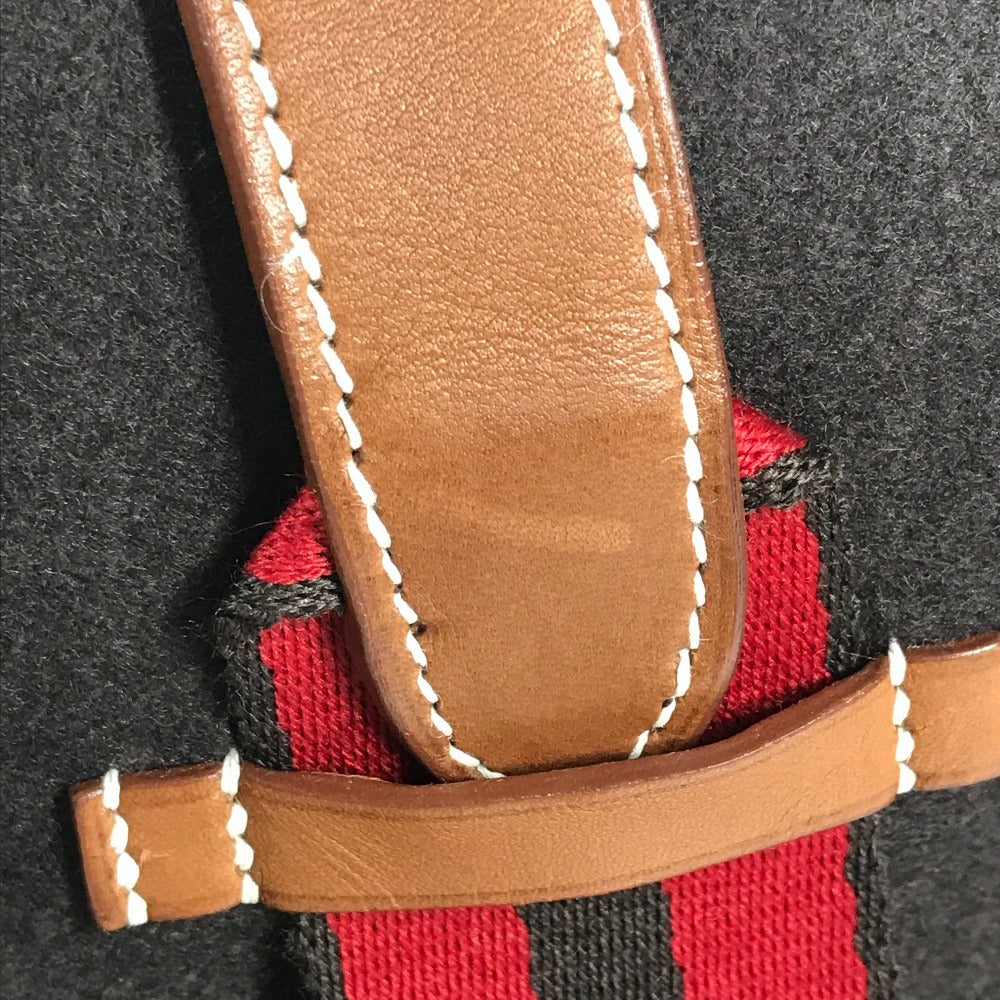 HERMES Camoil Stripe Logo Bag Tote Bag Handbag Leather/Suede Unisex Brown