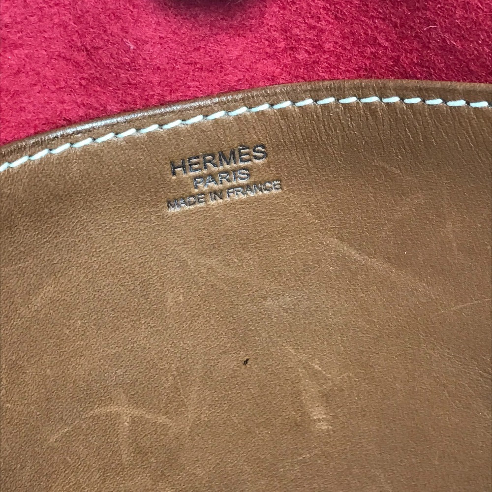 HERMES Camoil Stripe Logo Bag Tote Bag Handbag Leather/Suede Unisex Brown