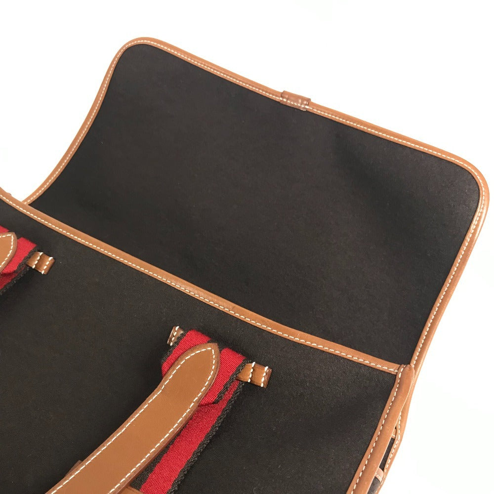 HERMES Camoil Stripe Logo Bag Tote Bag Handbag Leather/Suede Unisex Brown