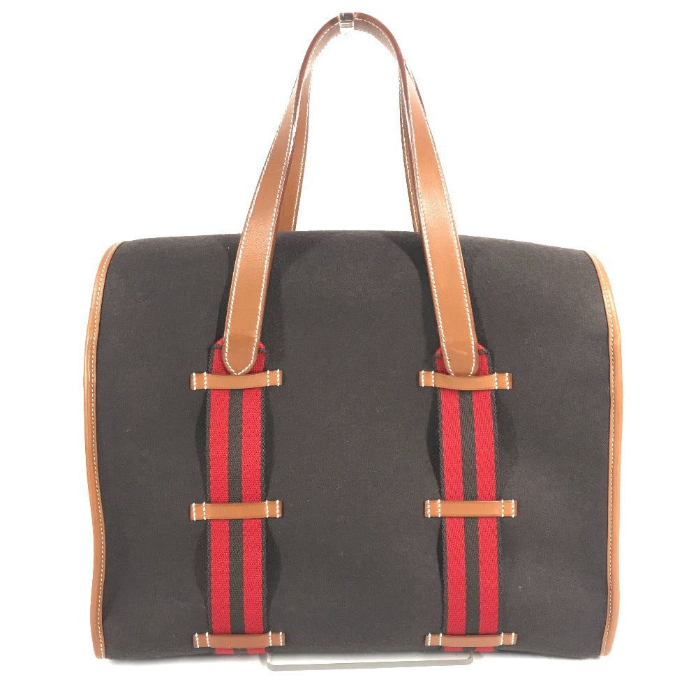 HERMES Camoil Stripe Logo Bag Tote Bag Handbag Leather/Suede Unisex Brown