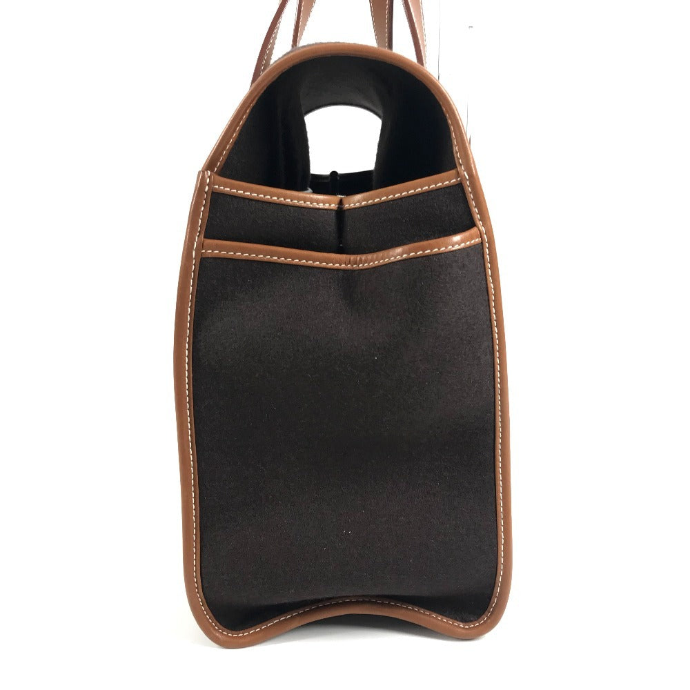 HERMES Camoil Stripe Logo Bag Tote Bag Handbag Leather/Suede Unisex Brown