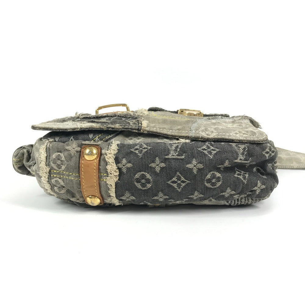 LOUIS VUITTON M95375 Monogram Denim Patchwork Posty Bag, Crossbody Flap Shoulder Bag, Monogram Denim Canvas, Unisex, Black