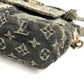 LOUIS VUITTON M95375 Monogram Denim Patchwork Posty Bag, Crossbody Flap Shoulder Bag, Monogram Denim Canvas, Unisex, Black