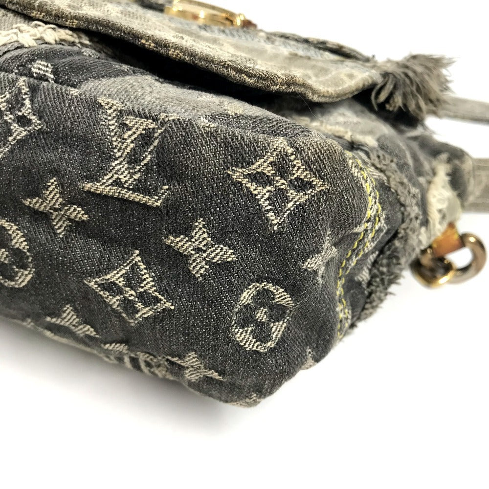 LOUIS VUITTON M95375 Monogram Denim Patchwork Posty Bag, Crossbody Flap Shoulder Bag, Monogram Denim Canvas, Unisex, Black
