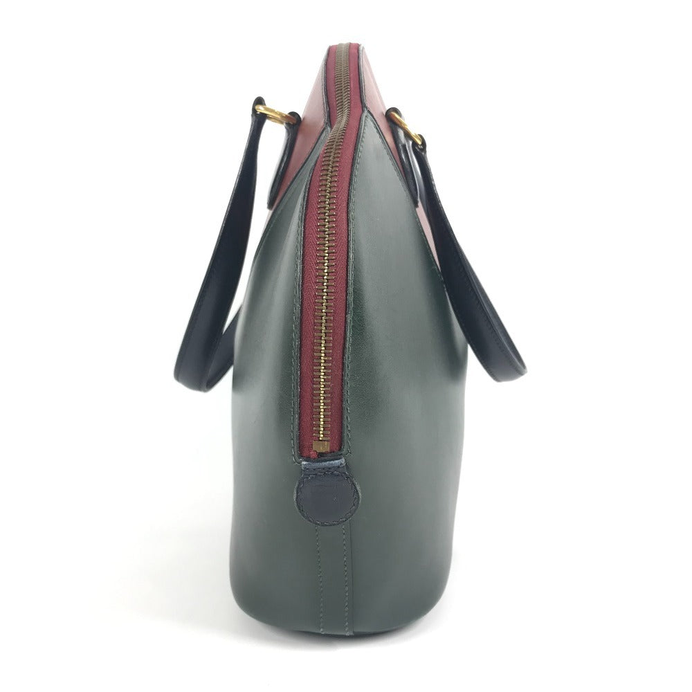 HERMES Vintage Ildeveau Tote Bag, Tricolor Handbag, Box Calf Leather, Women's, Navy