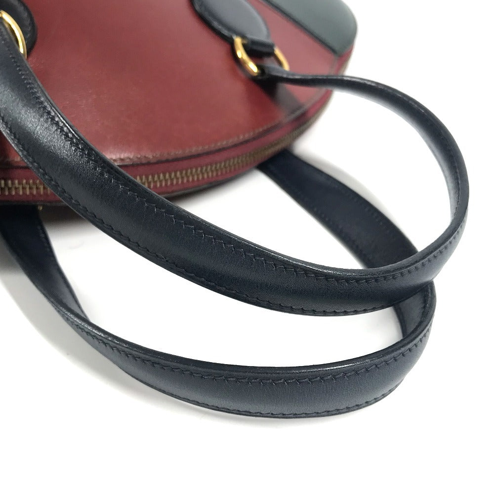 HERMES Vintage Ildeveau Tote Bag, Tricolor Handbag, Box Calf Leather, Women's, Navy