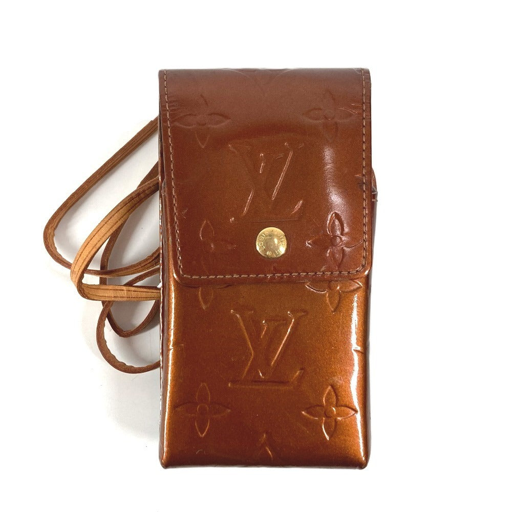LOUIS VUITTON M91156 Monogram Vernis Green Tobacco Case Pouch Crossbody Shoulder Bag Cigarette Case Monogram Vernis Unisex Bronze Brown