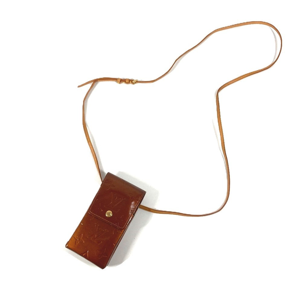 LOUIS VUITTON M91156 Monogram Vernis Green Tobacco Case Pouch Crossbody Shoulder Bag Cigarette Case Monogram Vernis Unisex Bronze Brown