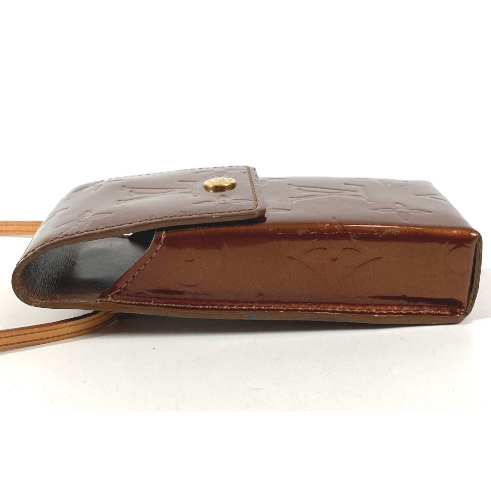 LOUIS VUITTON M91156 Monogram Vernis Green Tobacco Case Pouch Crossbody Shoulder Bag Cigarette Case Monogram Vernis Unisex Bronze Brown