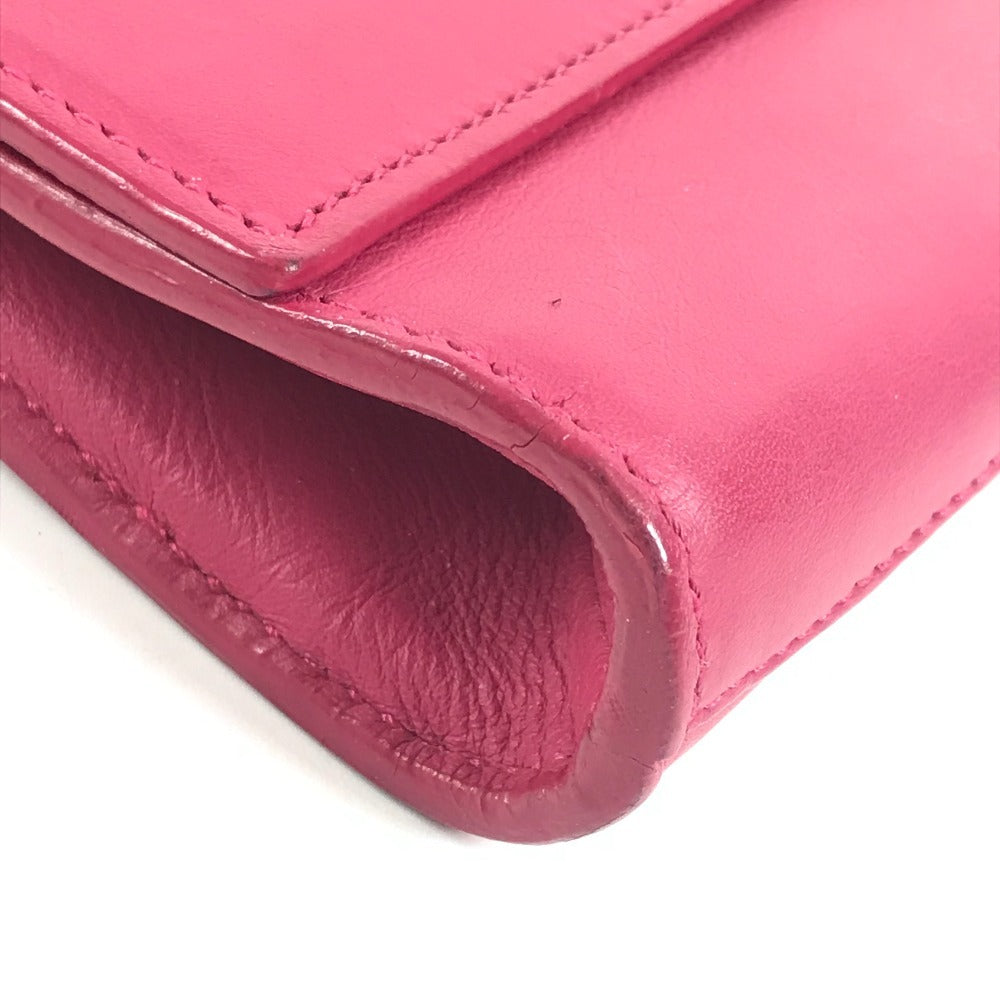 SAINT LAURENT PARIS 311213 Yライン ロゴ バック カバン ポーチ セカンドバッグ フラップ クラッチバッグ レザー ユニセックス ピンク