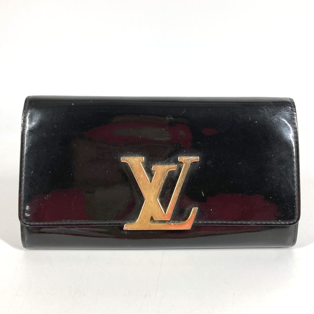 LOUIS VUITTON M61316 Vernis Portefeuille Louise Flap Long Wallet Patent Leather Unisex Black
