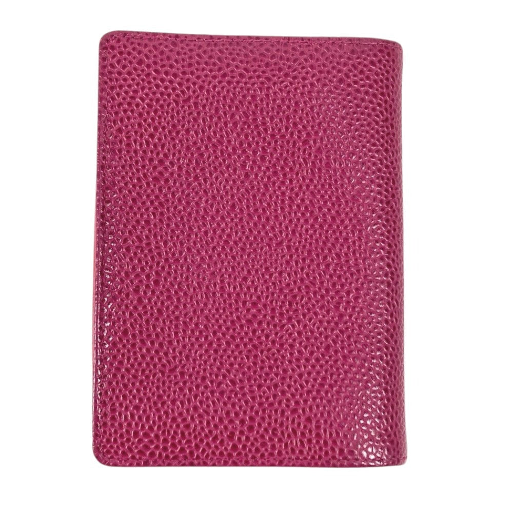 CHANEL CC Coco Mark Logo Business Card Holder Pass Case Bifold Card Case Caviar Skin Women's Purple