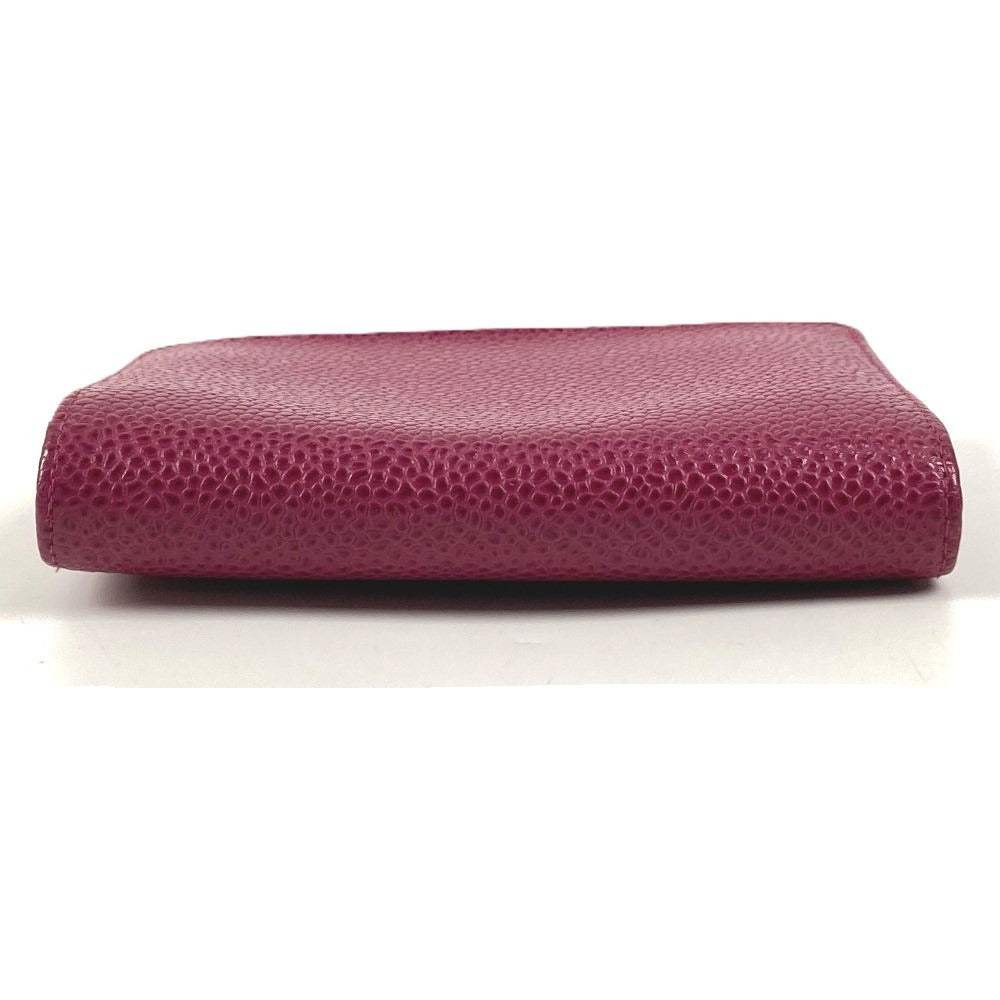 CHANEL CC Coco Mark Logo Business Card Holder Pass Case Bifold Card Case Caviar Skin Women's Purple