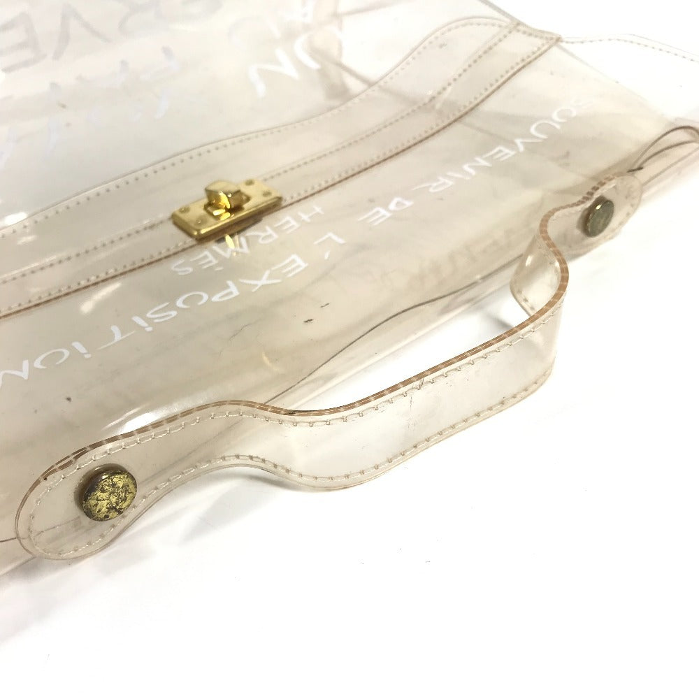 HERMES Vinyl Kelly Logo Vinyl Kelly Bag Tote Bag Handbag Vinyl Women's Clear