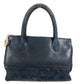 CHANEL Vintage V-Stitch Logo Bag Tote Bag CC Coco Mark Charm Handbag Leather Unisex Black