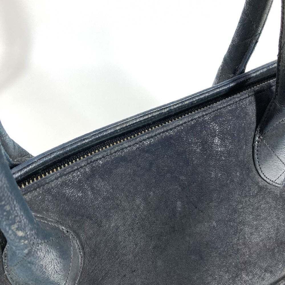 CHANEL Vintage V-Stitch Logo Bag Tote Bag CC Coco Mark Charm Handbag Leather Unisex Black