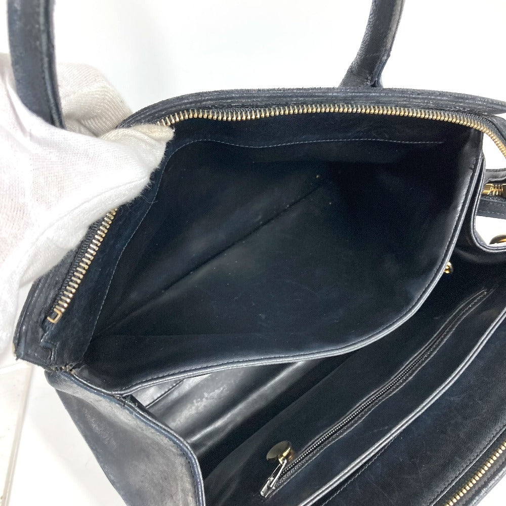 CHANEL Vintage V-Stitch Logo Bag Tote Bag CC Coco Mark Charm Handbag Leather Unisex Black