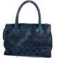 CHANEL Vintage V-Stitch Logo Bag Tote Bag CC Coco Mark Charm Handbag Leather Unisex Black
