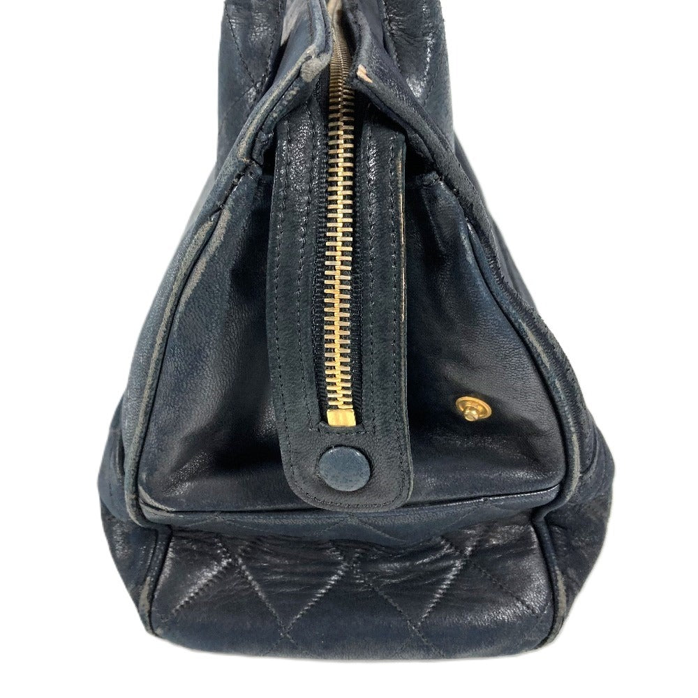 CHANEL Vintage V-Stitch Logo Bag Tote Bag CC Coco Mark Charm Handbag Leather Unisex Black
