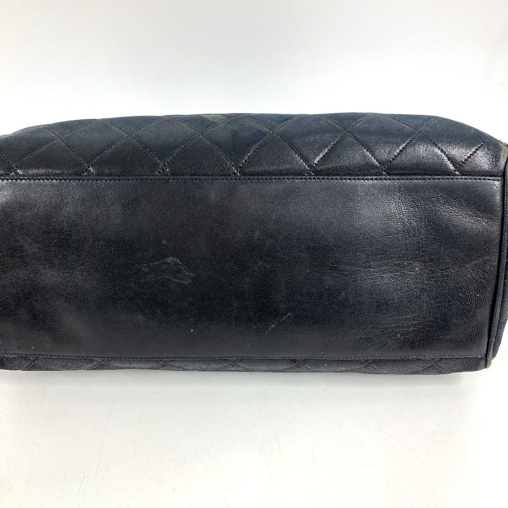 CHANEL Vintage V-Stitch Logo Bag Tote Bag CC Coco Mark Charm Handbag Leather Unisex Black