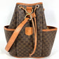CELINE Vintage Macadam Logo Bag Drawstring Crossbody Shoulder Bag Leather/Canvas Unisex Brown