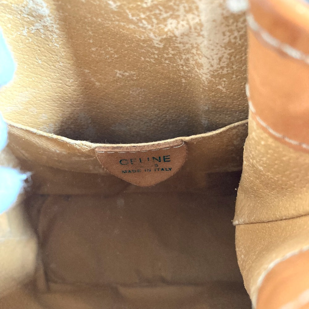 CELINE Vintage Macadam Logo Bag Drawstring Crossbody Shoulder Bag Leather/Canvas Unisex Brown