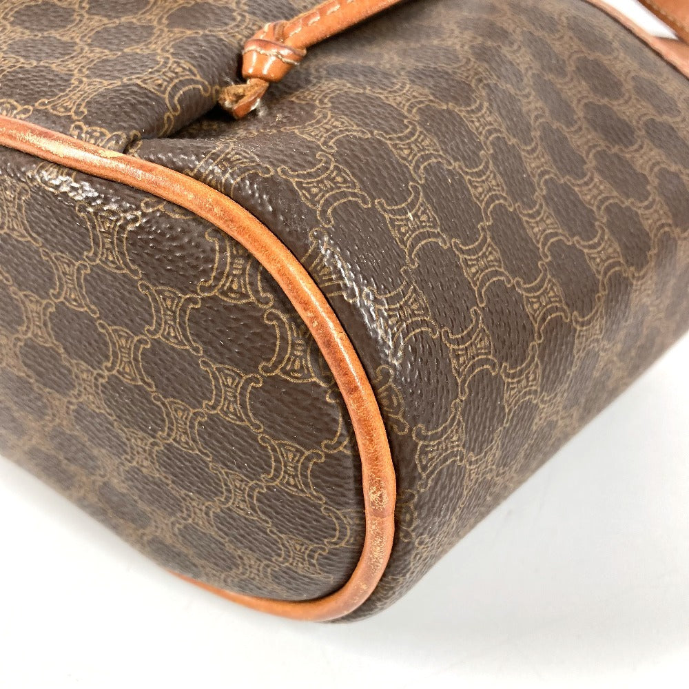 CELINE Vintage Macadam Logo Bag Drawstring Crossbody Shoulder Bag Leather/Canvas Unisex Brown