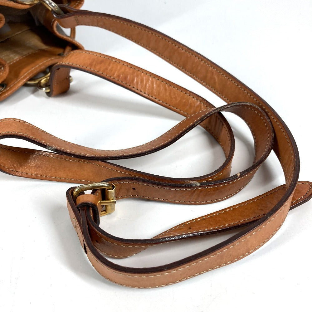 CELINE Vintage Macadam Logo Bag Drawstring Crossbody Shoulder Bag Leather/Canvas Unisex Brown