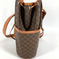 CELINE Vintage Macadam Logo Bag Drawstring Crossbody Shoulder Bag Leather/Canvas Unisex Brown