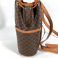 CELINE Vintage Macadam Logo Bag Drawstring Crossbody Shoulder Bag Leather/Canvas Unisex Brown