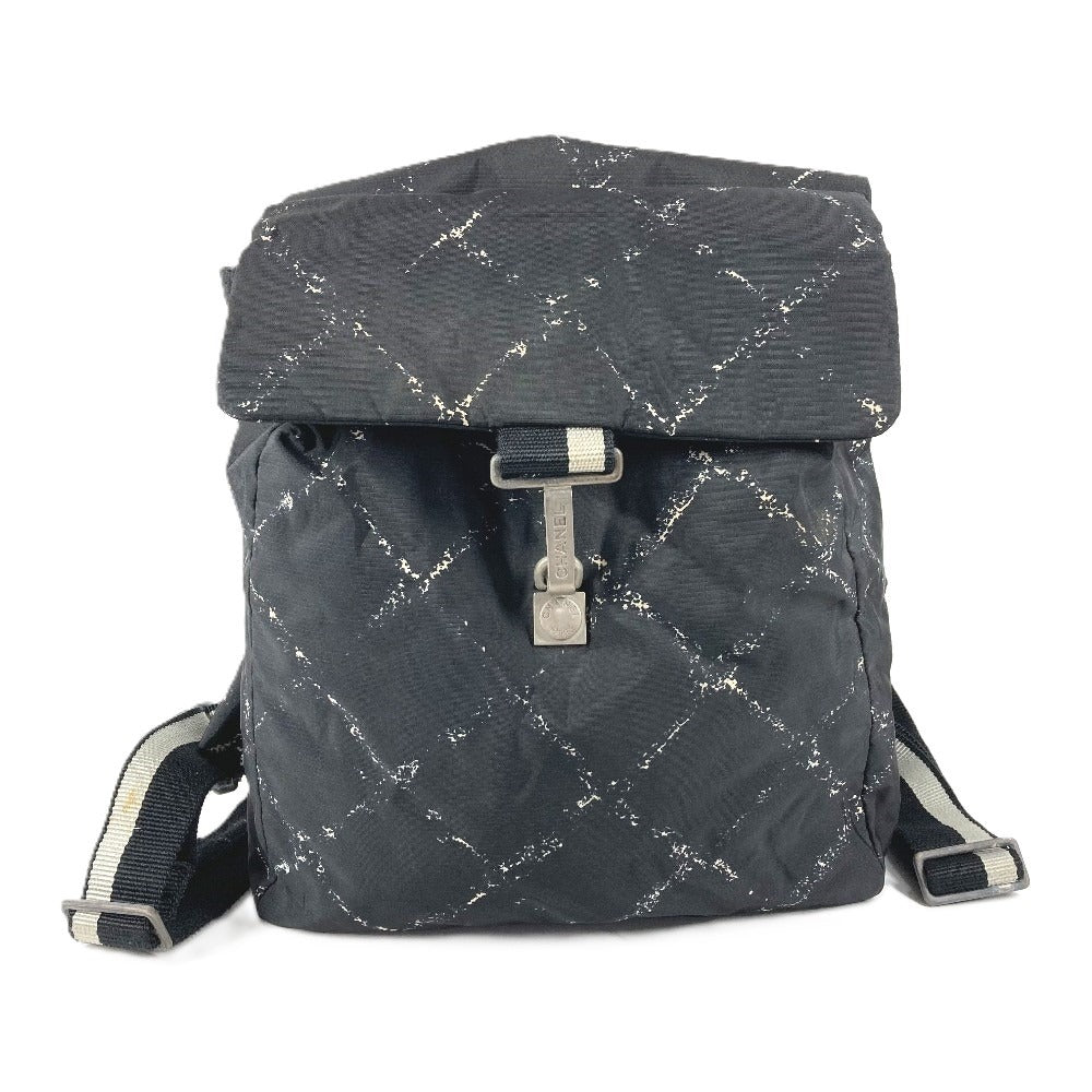 CHANEL Vintage Travel Line Logo Backpack Nylon Unisex Black