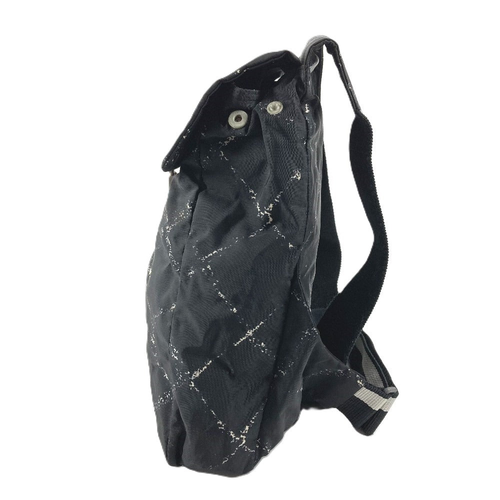 CHANEL Vintage Travel Line Logo Backpack Nylon Unisex Black