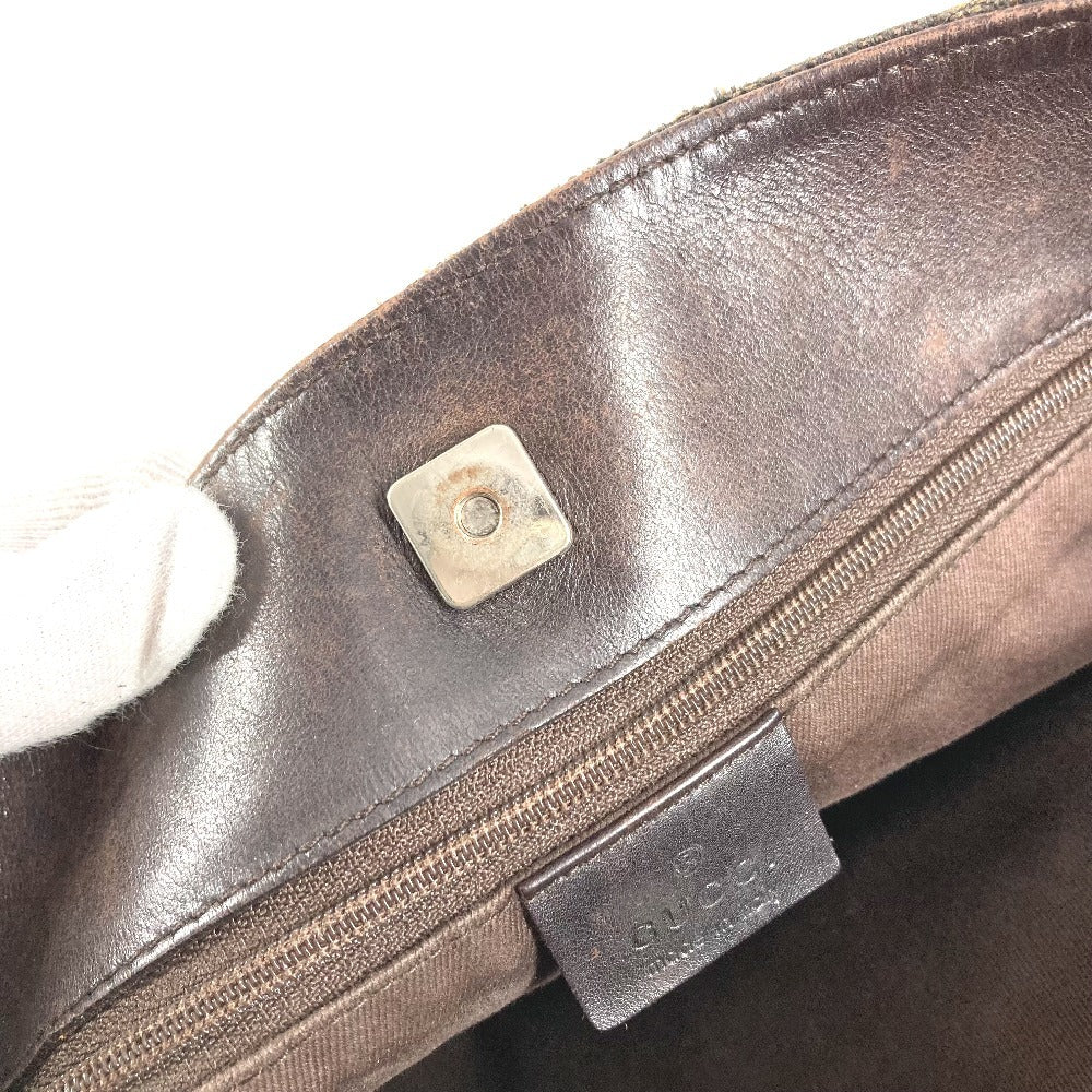 GUCCI 90656 GG Logo Bag Crossbody Shoulder Bag Leather/Canvas Unisex Brown