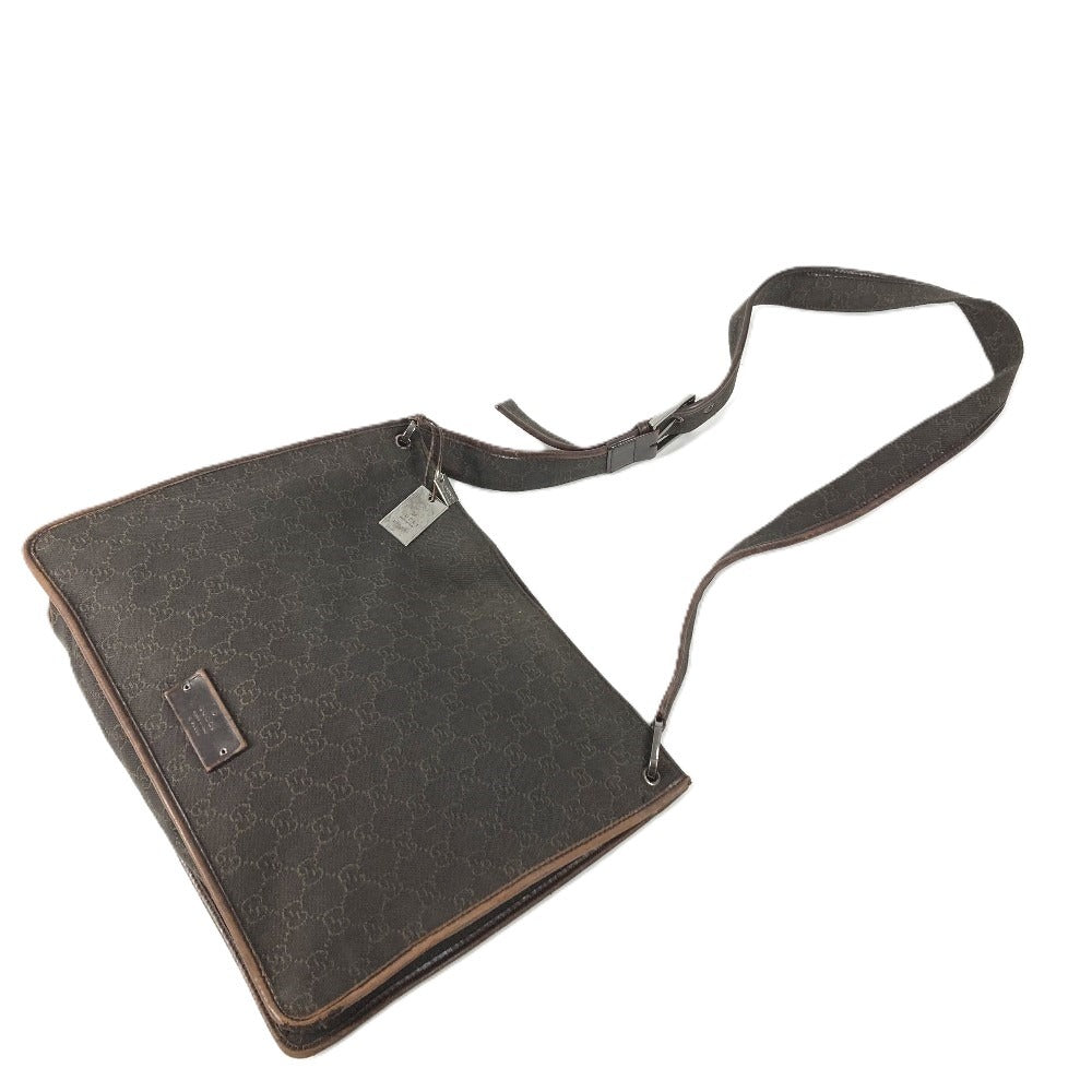 GUCCI 90656 GG Logo Bag Crossbody Shoulder Bag Leather/Canvas Unisex Brown
