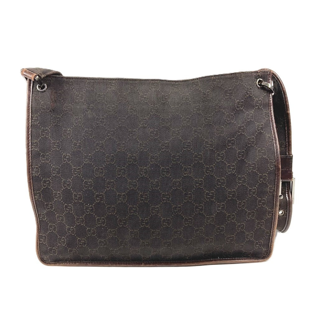 GUCCI 90656 GG Logo Bag Crossbody Shoulder Bag Leather/Canvas Unisex Brown
