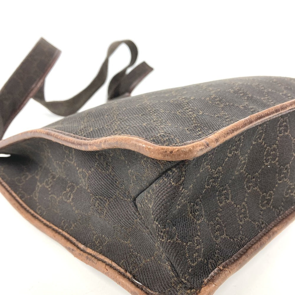 GUCCI 90656 GG Logo Bag Crossbody Shoulder Bag Leather/Canvas Unisex Brown