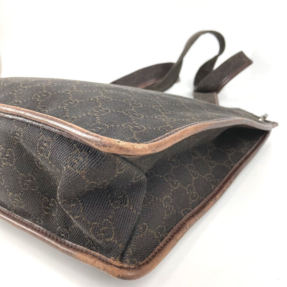GUCCI 90656 GG Logo Bag Crossbody Shoulder Bag Leather/Canvas Unisex Brown