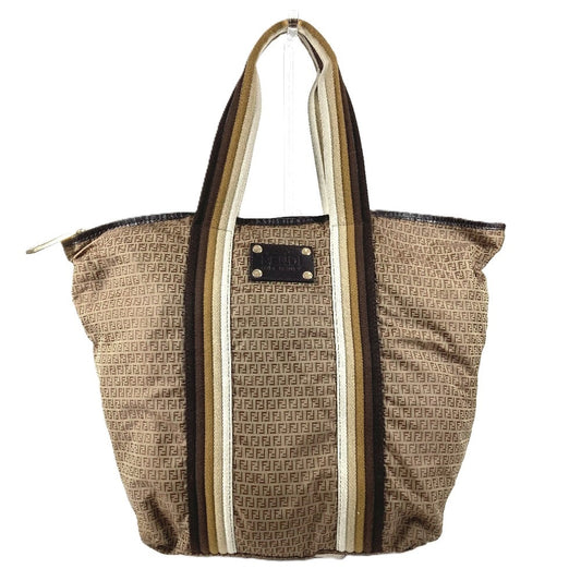 FENDI 7VA240 Pouch Included Logo Zucchino Bag Tote Bag Shoulder Bag Handbag Shoulder Bag Nylon Unisex Beige